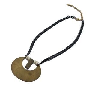 David Aubrey Art deco Brass Long Necklace Unique Artisan Mid Century Modern